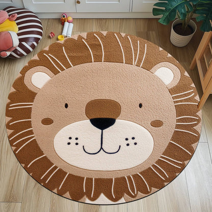 Round Non-Slip Polyester Rug for Home and Office Decor, Easy Care