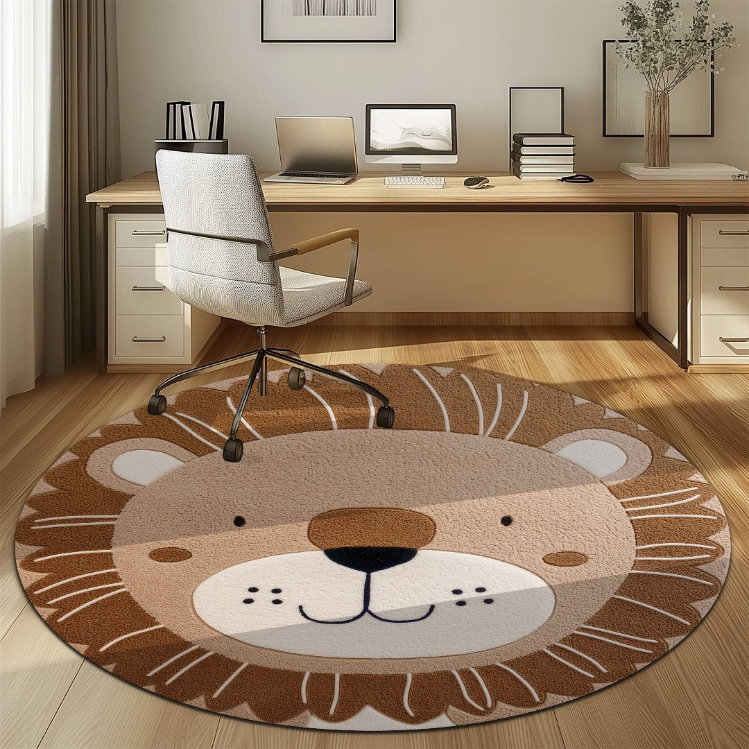 Round Non-Slip Polyester Rug for Home and Office Decor, Easy Care