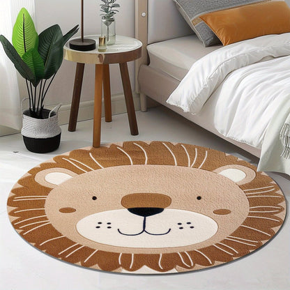 Round Non-Slip Polyester Rug for Home and Office Decor, Easy Care