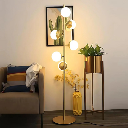 Gold LED Table and Floor Lamp with Modern Glass Balls for Home Decor