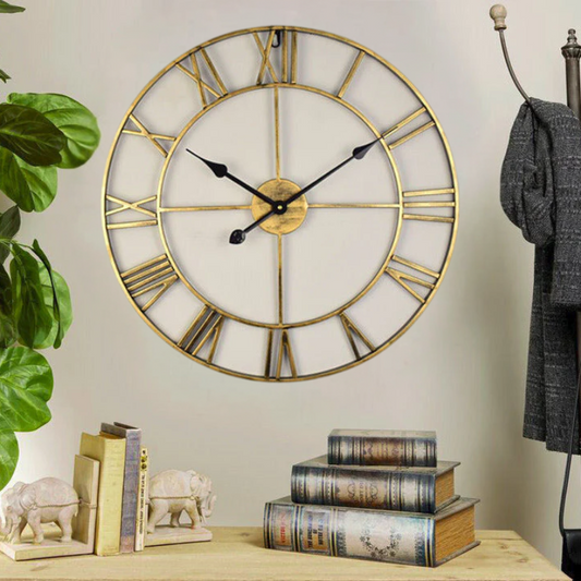 Large Iron Vintage Wall Clock for Home and Office Decor