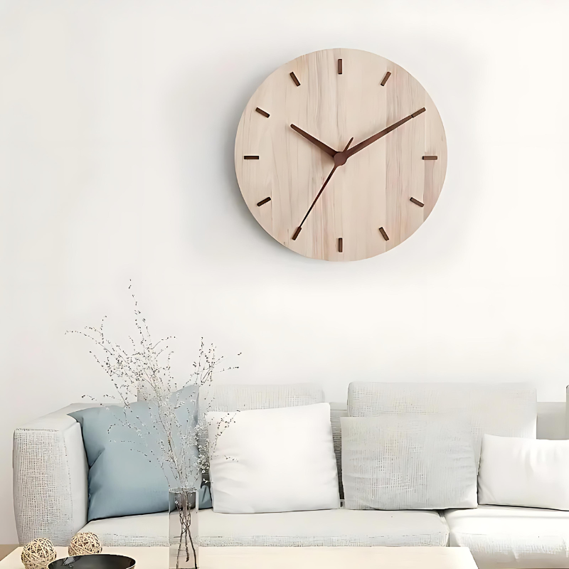 Walnut Wood Nordic Wall Clock for Home and Office Decor