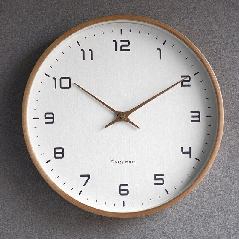 Scandinavian Round Wooden Wall Clock for Minimalist Home Decor