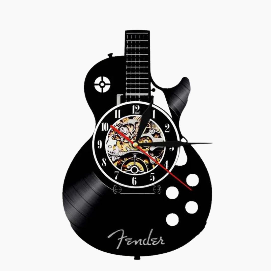 Guitar Wall Clock Vinyl Design for Music Lovers Home Decor