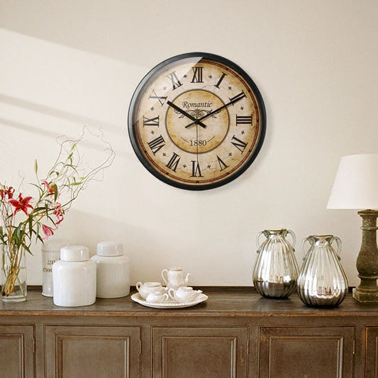 Vintage Metal Wall Clock for Home Decor with Clear Dial Design