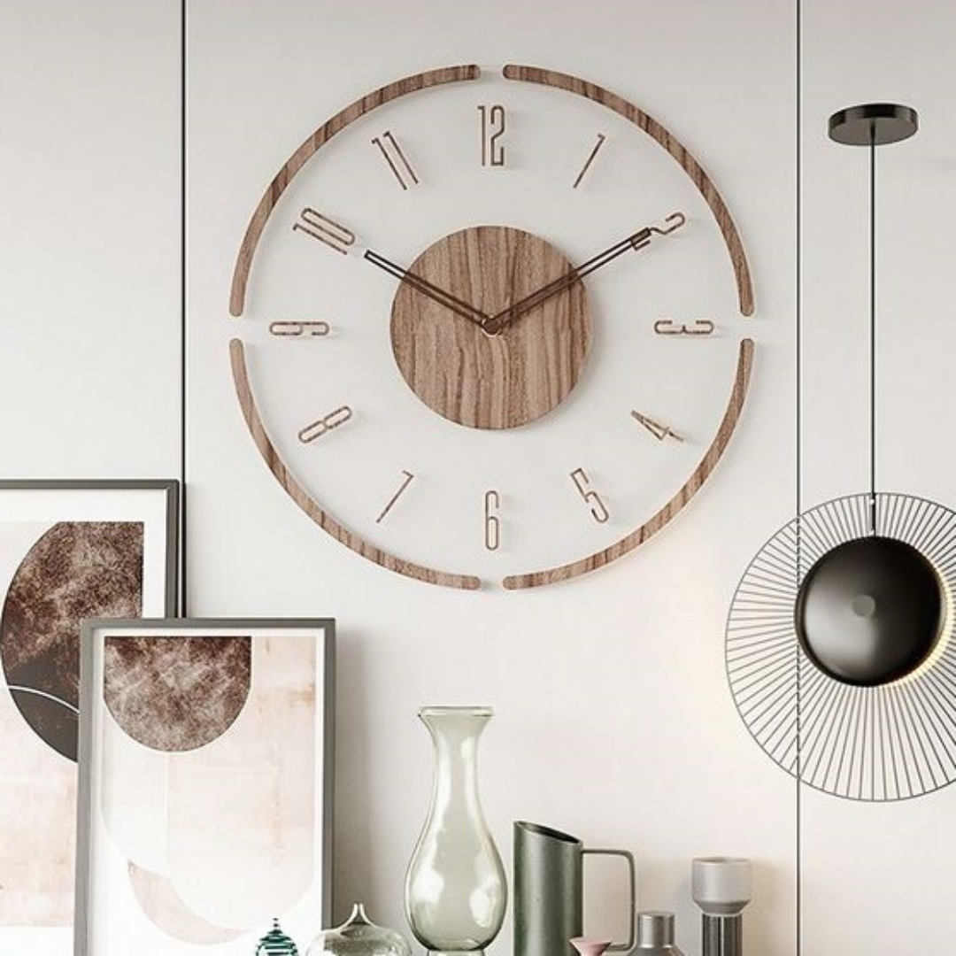 Nordic Solid Wood Wall Clock 35cm Minimalist Design for Home & Office