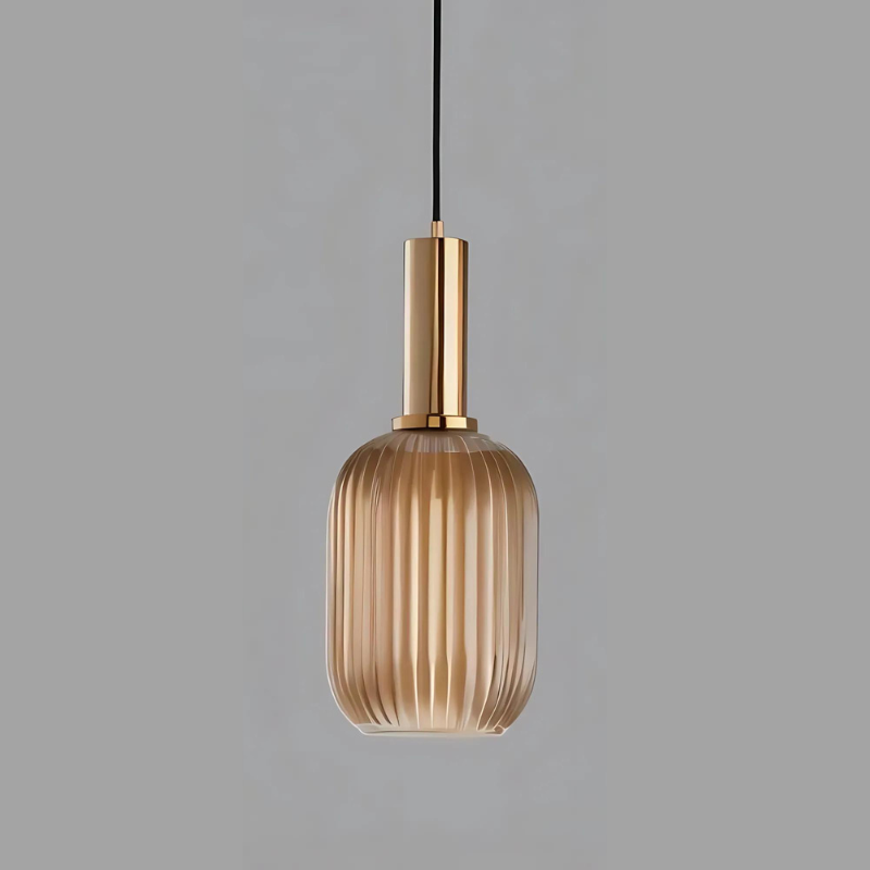 Elegant Ribbed Glass Pendant Light for Home and Office Decor