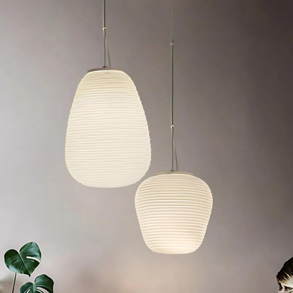 Ribbed Glass Modern Pendant Light for Home and Office Decor