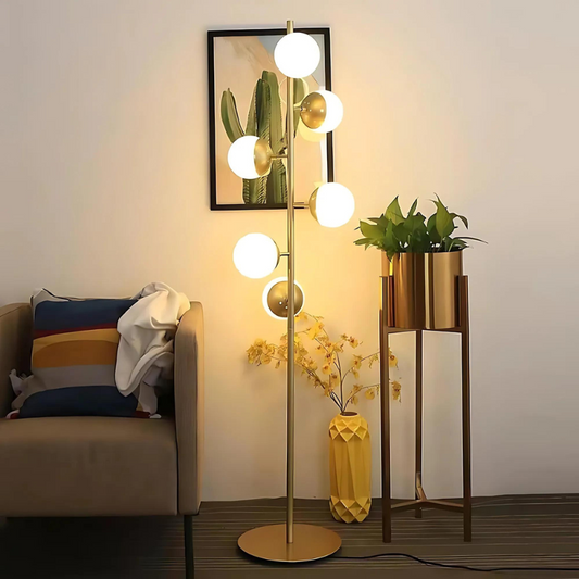 LED Table Lamp – Modern Gold Floor Lamp with Decorative Glass Ball Design