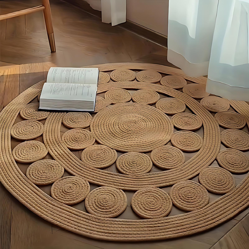 Non-Slip Round Geometric Pattern Rug for Home and Office Decor