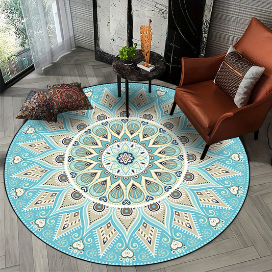 Mandala Round Rug for Home Decor - Contemporary Design, Soft Material