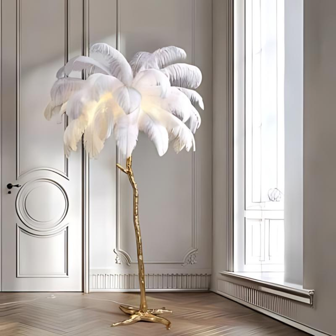 Ostrich Feather Floor Lamp for Elegant Home Decor and Stylish Lighting