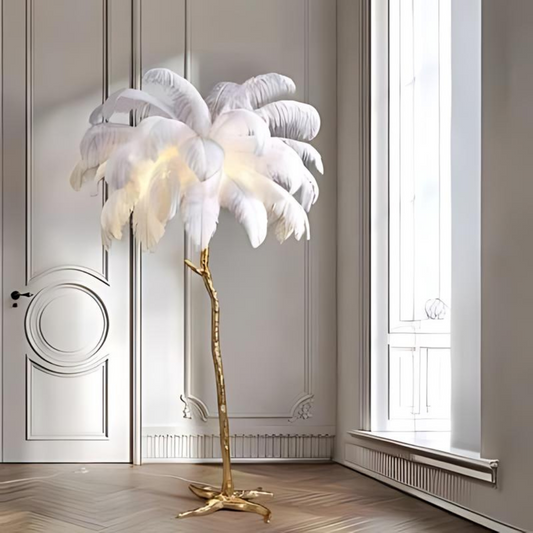 Ostrich Feather Floor Lamp for Elegant Home Decor and Stylish Lighting