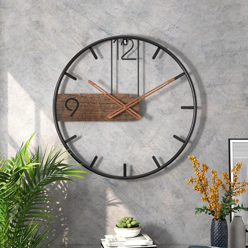 Stylish Stainless Steel and Walnut Wood Wall Clock for Home or Office