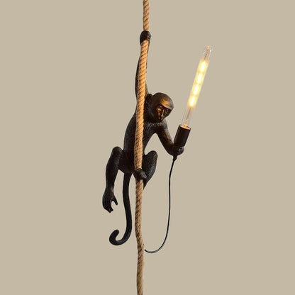 Monkey Pendant Light on Rope | Playful Jungle Decor for Kids' Rooms