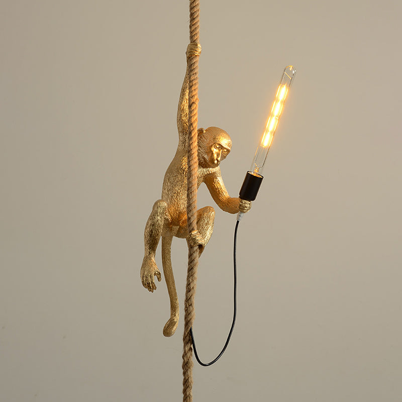 Monkey Pendant Light on Rope | Playful Jungle Decor for Kids' Rooms