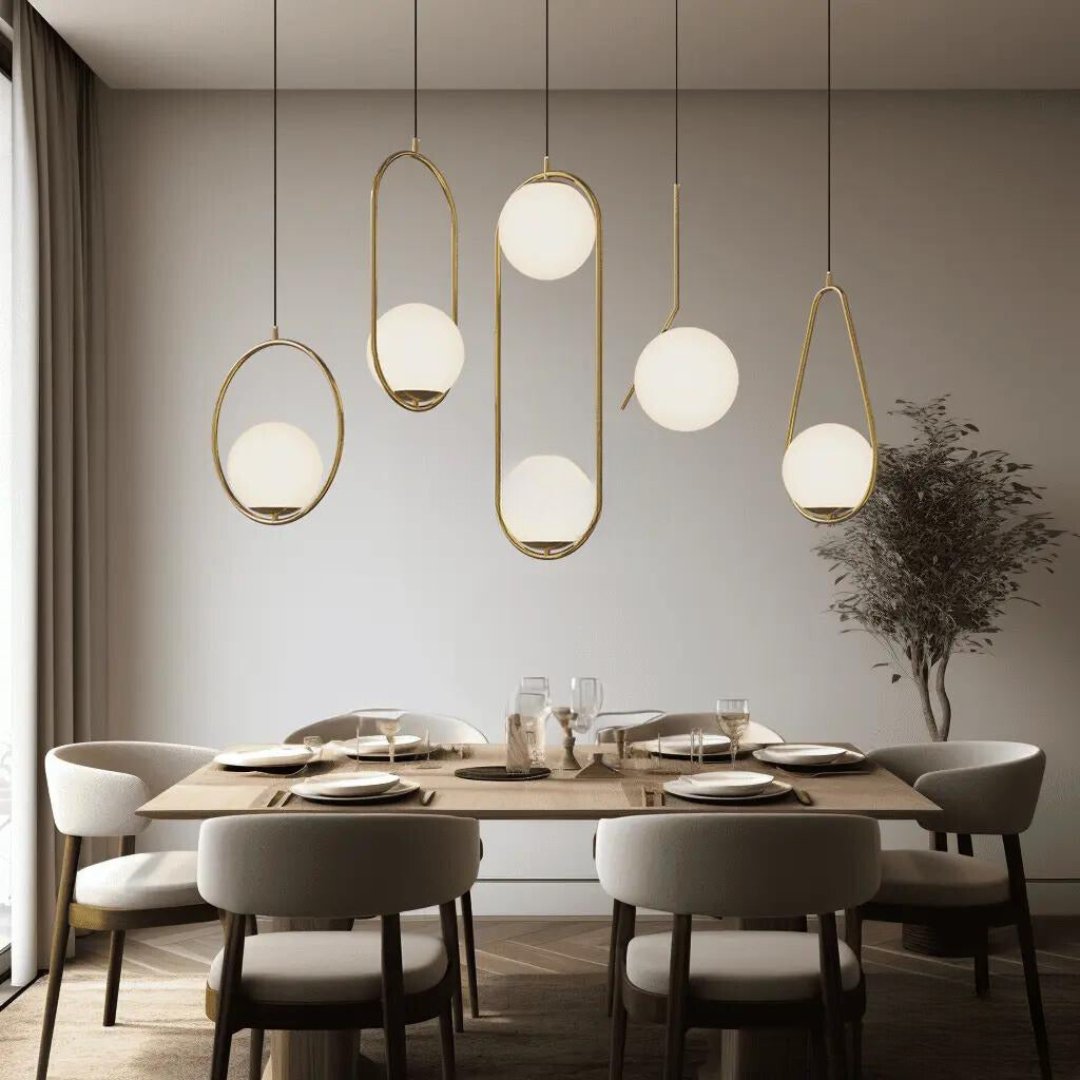 Elegant LED Pendant Light with Warm White Glow and Gold Finish for Home