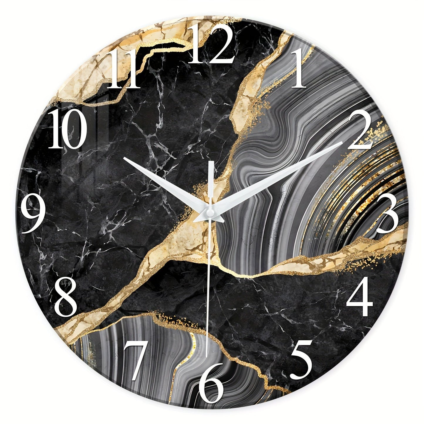 Silent Glass Wall Clock 30 cm for Home and Office Decor, Modern Design