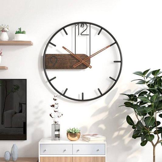 Stylish Stainless Steel and Walnut Wood Wall Clock for Home or Office