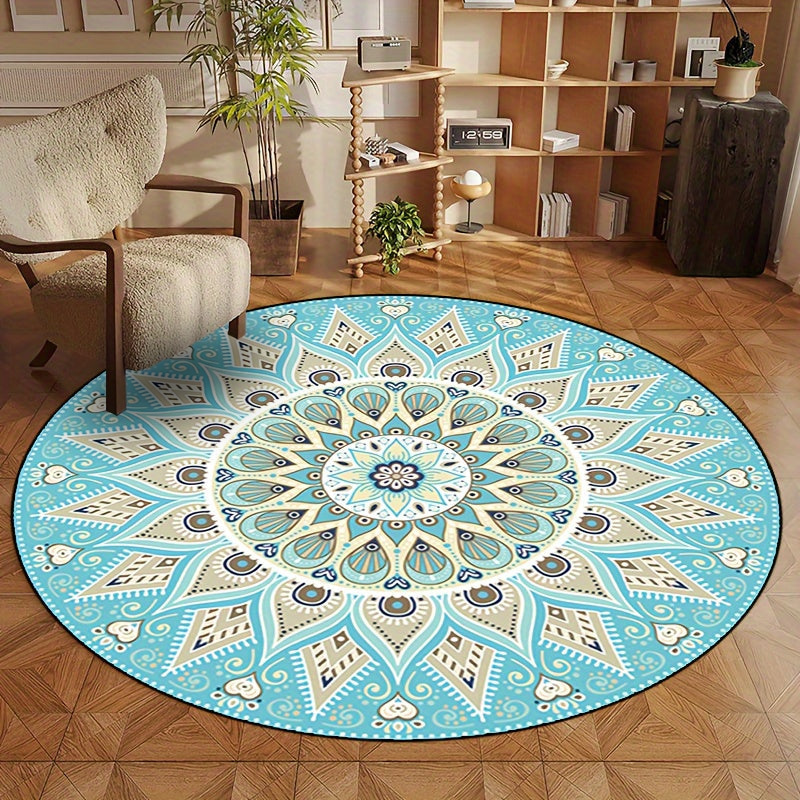 Mandala Round Rug for Home Decor - Contemporary Design, Soft Material