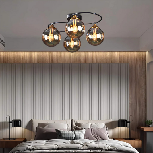 Round LED Ceiling Light in Smoke Grey and Warm Amber for Home or Office