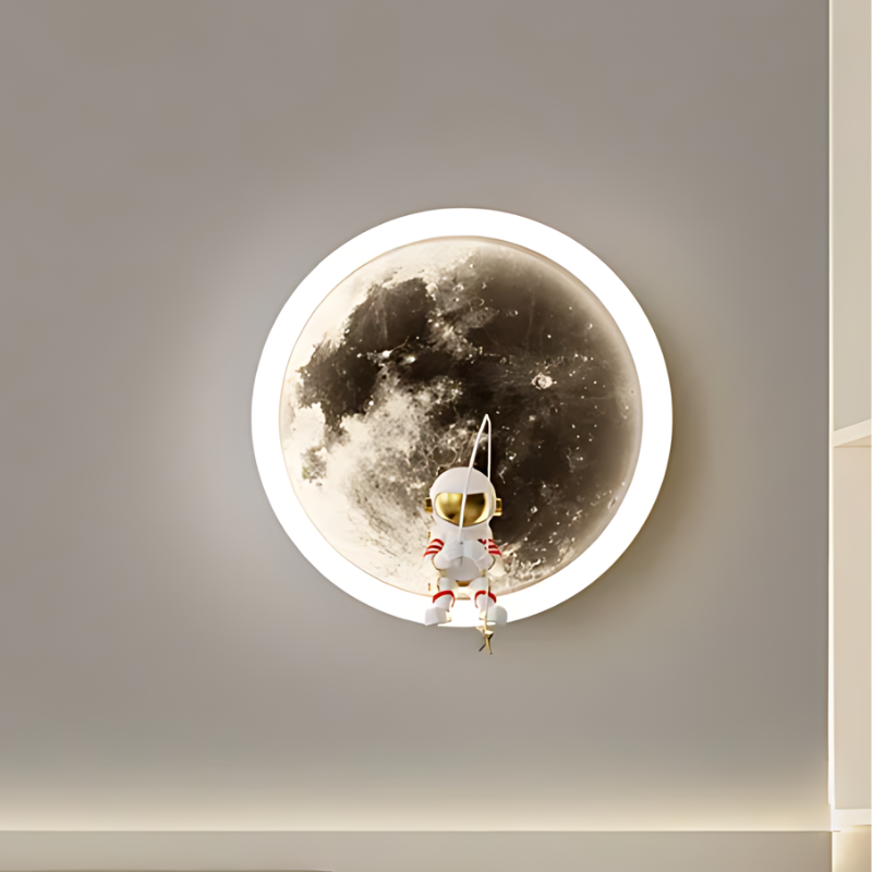 Moon LED Wall Lamp for Kids' Rooms, Nursery Decor, and Space Lovers