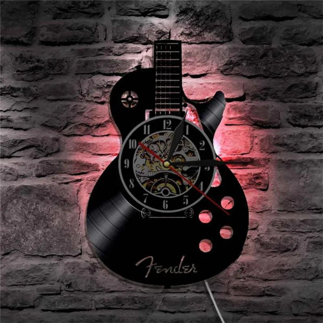 Guitar Wall Clock Vinyl Design for Music Lovers Home Decor