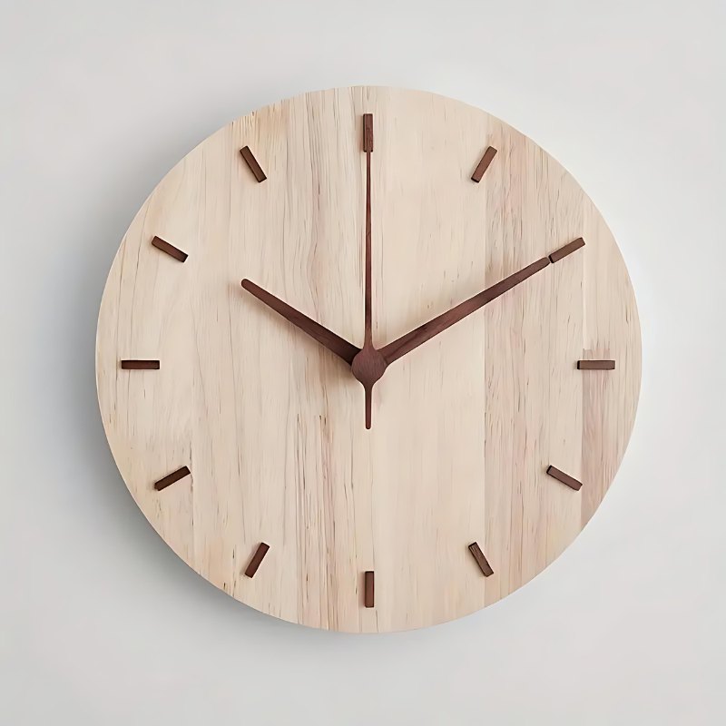 Walnut Wood Nordic Wall Clock for Home and Office Decor