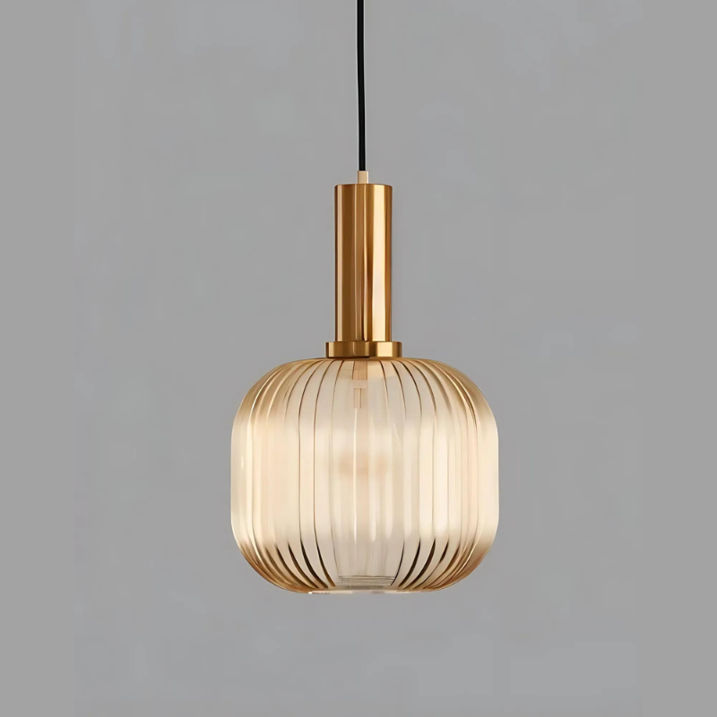 Elegant Ribbed Glass Pendant Light for Home and Office Decor