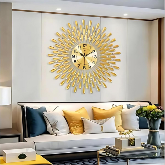 Wall Clock Decor – Elegant Sparkling Timepiece for Home Office Luxury