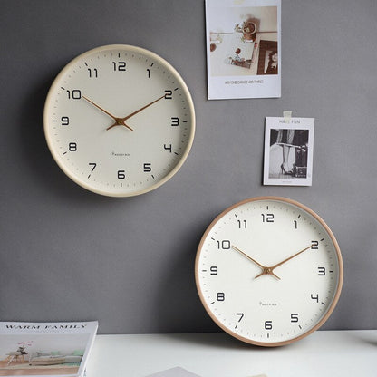 Scandinavian Round Wooden Wall Clock for Minimalist Home Decor