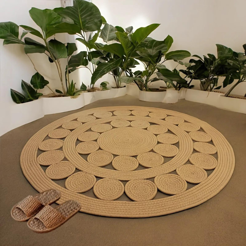 Non-Slip Round Geometric Pattern Rug for Home and Office Decor