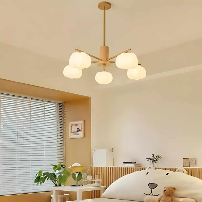 Wooden Chandelier for Modern Living Room Decor | Stylish Cotton Charm Lighting