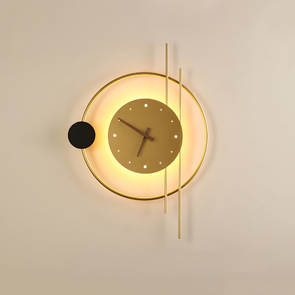 Gold Wall Clock with Modern Metallic Finish and LED Lighting for Home Decor