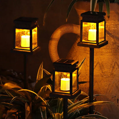 Solar Lantern for Outdoors - Weatherproof with Realistic Flickering Light