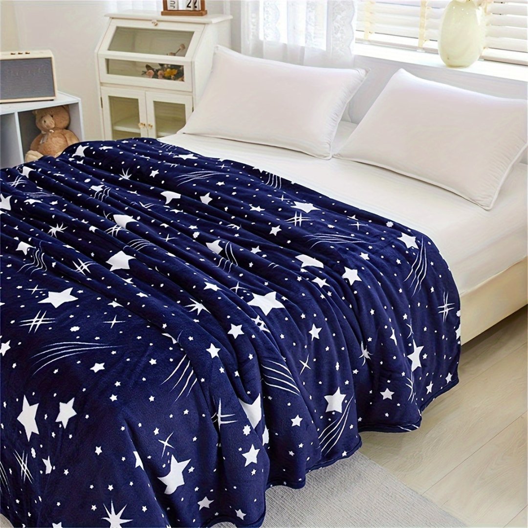 Fleece Blanket in Starry Blue for Cozy Home and Office Comfort