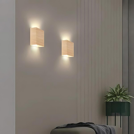 Nordic Wood Wall Light with Warm LED for Home and Office Decor