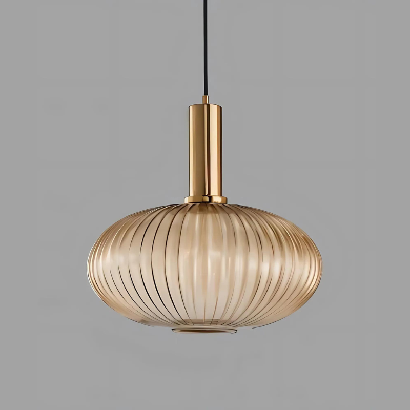 Elegant Ribbed Glass Pendant Light for Home and Office Decor