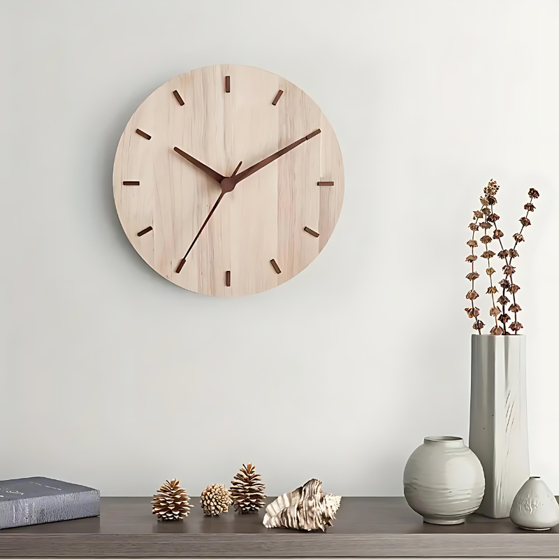 Walnut Wood Nordic Wall Clock for Home and Office Decor