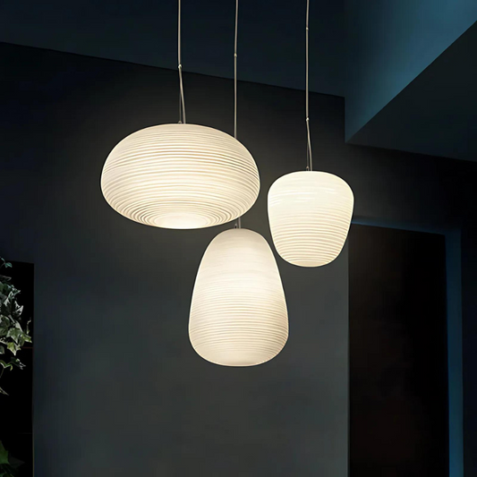 Ribbed Glass Modern Pendant Light for Home and Office Decor