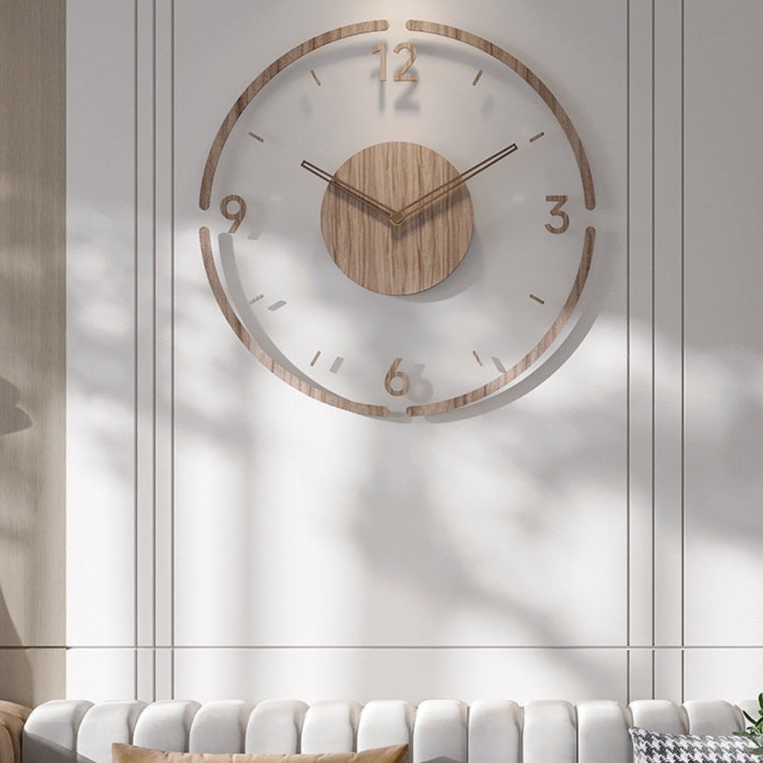 Nordic Solid Wood Wall Clock 35cm Minimalist Design for Home & Office