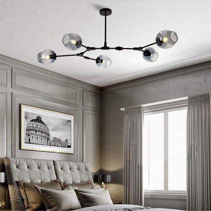 Elegant Pendant Light with Customizable Drop Height and Glass Shades for Home