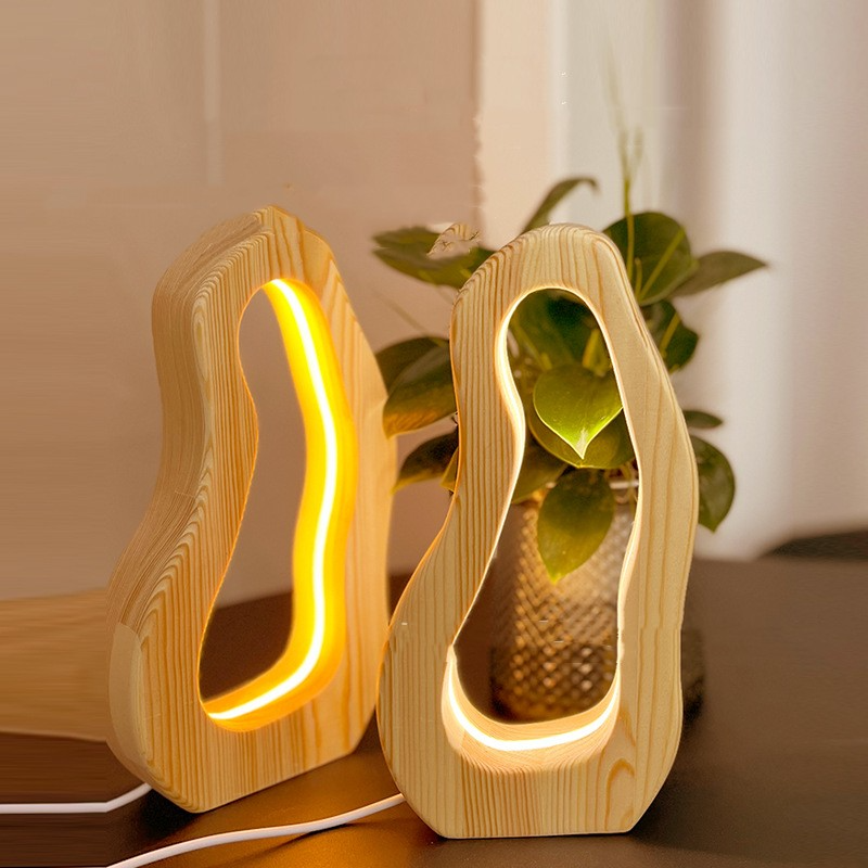 Natural Wood Table Lamp for Home Decor and Office Lighting - Stylish Design