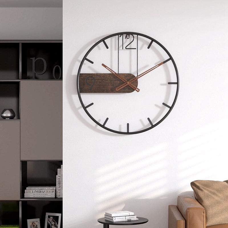 Stylish Stainless Steel and Walnut Wood Wall Clock for Home or Office