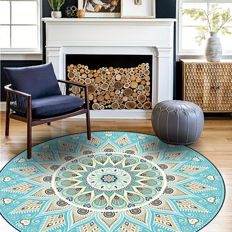 Mandala Round Rug for Home Decor - Contemporary Design, Soft Material