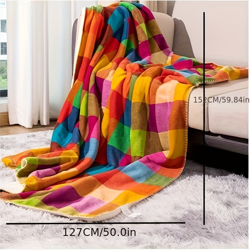 Reversible Cozy Blanket with Modern Pattern for Home and Office Use