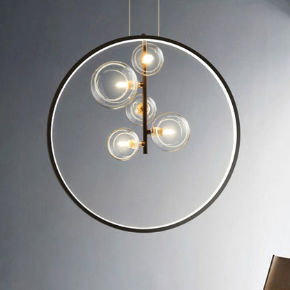 Nordic Glass Pendant Light with Elegant Ring for Home and Office Decor