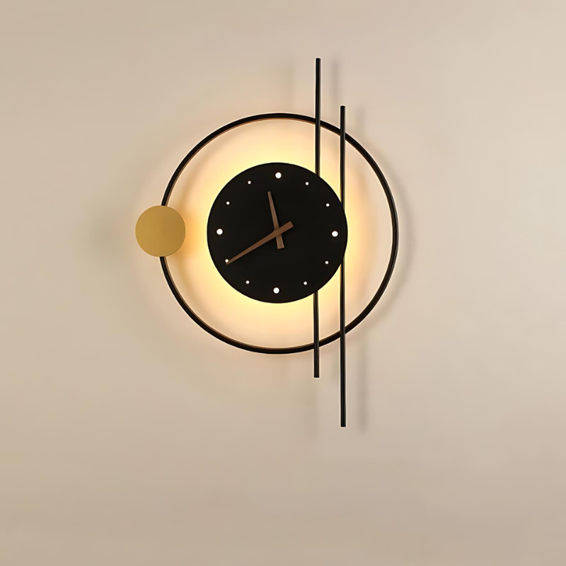 Gold Wall Clock with Modern Metallic Finish and LED Lighting for Home Decor