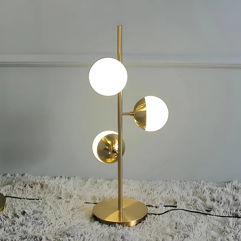 Gold LED Table and Floor Lamp with Modern Glass Balls for Home Decor