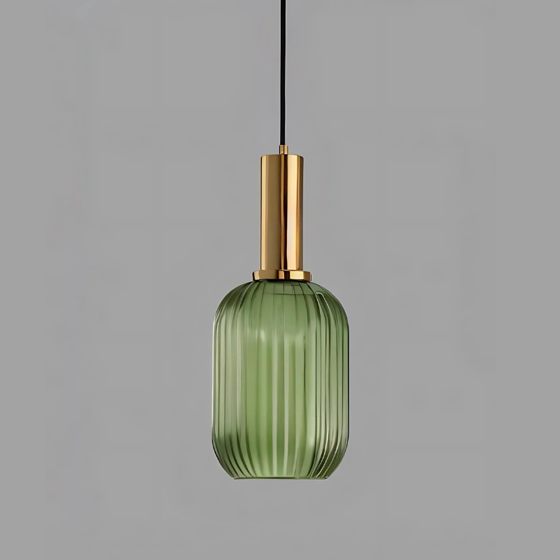 Elegant Ribbed Glass Pendant Light for Home and Office Decor